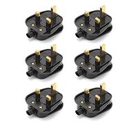 AUKENIEN 3 Pin Plug UK 13 Amp 13A Mains Plugs 13 A Fused Plug with Cord Grip Electrical 3pin Plugs , Black (Pack of 6)
