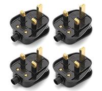 AUKENIEN 3Pin Plug UK 13Amp 13 A Mains Plugs Black (Pack of 4)