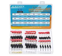 AUKENIEN 6 Values 60pcs Schottky Rectifier Diode Kit 10SQ045 10SQ050 15SQ045 10A10 SR5100 SR560 Diodes 5A 10A 15A 45V 50V 60V 100V 1000V R-6 Axial Solar Panel Blocking Diodes