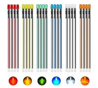 AUKENIEN 60pcs 5MM 12V LED Diodes Lights Emitting Diode Pre-Wired Kit 6 Colors DC 12 Volt White Red Yellow Green Blue Orange Round Blinking LED Lighting Bulb Lamp with Resistor and Wire