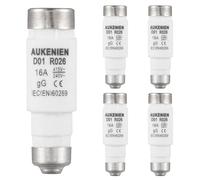AUKENIEN Neozed Fuse 16A D01 E14 Spiral Ceramic Fuses 400V NEOZED Type 16 Amp 400VAC gL/gG for Cable and Line Protection(5Pieces)