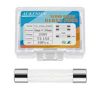 AUKENIEN T 3.15A 250V Slow Blow Glass Fuses T3.15AL T3.15AL250V 6x30 MM 3.15Amp 250 Volt Cartridge Tube Time Delay Fuse, Multiple Values of Glass Fuse Optional (Pack of 10)