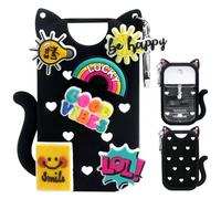 AukeyStar Silicone Case Compatible with Touchland Hand Sanitizer Spray 1 FL OZ/30ML,Stylish & Portable Hand Sanitizer Spray Accessory with 6 Charms Decorations & a Keychain, black, 1 FL OZ/30ML