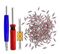 AUKISS Valve Core Removal Tool Set,Premium TPMS Safe, Nickel Plated Brass Valve Cores,Valve Core Kit for Cars, Trucks, Semi-Trucks, Motorcycles, Bikes, HVAC Applications (Valve Core and Valve Tools)