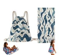 Aukojoy 2-in-1 Convertible Towel & Backpack with Inner Zip Pocket & Sand-Repelling Fabric - Oversized Microfiber Wearable Beach Bag - Quick-Dry Packable Mat for Camping, Vacation & Cruise (*D)