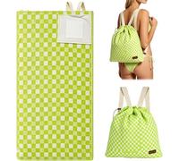 Aukojoy 2-in-1 Convertible Towel & Backpack with Inner Zip Pocket & Sand-Repelling Fabric - Oversized Microfiber Wearable Beach Bag - Quick-Dry Packable Mat for Camping, Vacation & Cruise (C)