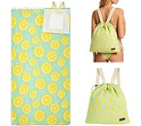 Aukojoy 2-in-1 Convertible Towel & Backpack with Inner Zip Pocket & Sand-Repelling Fabric - Oversized Microfiber Wearable Beach Bag - Quick-Dry Packable Mat for Camping, Vacation & Cruise (D)