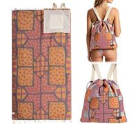 Aukojoy 2-in-1 Convertible Towel & Backpack with Inner Zip Pocket & Sand-Repelling Fabric - Oversized Microfiber Wearable Beach Bag - Quick-Dry Packable Mat for Camping, Vacation & Cruise (4)