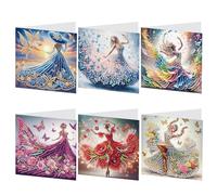 Aukojoy 6 Pieces DIY Diamond Painting Greeting Card Set with Rhinestones, Mosaic Cards for Weddings, Thanksgiving and Creative Birthday Cards, Handmade Diamond Art Kits