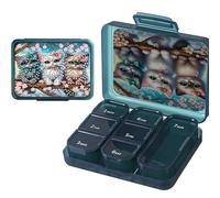 Aukojoy Animal Diamond Plastic Medicine Box with Sparkling Diamond Pattern, Rhinestone Pill Container, Practical Pill Organizer for Travel