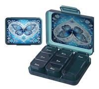 Aukojoy Animal Diamond Plastic Medicine Box with Sparkling Diamond Pattern, Rhinestone Pill Container, Practical Pill Organizer for Travel