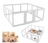 Aukojoy Clear Acrylic Plastic Puppy Playpen with Door 23.6 Inch H 12-Panel Easy Assemble Transparent Dog Playpen Indoor for Small Dogs & Cats