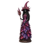 Aukojoy Enchanted Autumn Witch Figurine,Witch Figurine (Forest Spell) Fall Witch Decor Halloween Tabletop Statue with Leaf Gown, Seasonal Resin Witch Decoration for Mantel Shelf Home，D