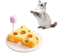 Aukojoy Interactive Cat Toy with Bell Balls & Lockstick Cheese Shaped Maze Toy Felt Tunnel Self-Entertainment for Indoor Animal Training and Play
