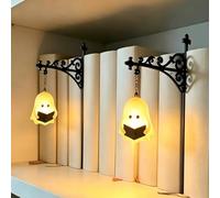 Aukojoy Library Lantern-Decorative Bookshelf Lighting, Reading Nook LED Nightlight,Vintage Book Nook Lamp, Bookcase Lamps, Table Desk Luminaires,Halloween Gifts (2pcs-B)