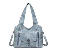 Aukojoy PU Leather Vintage Shoulder Bag Large Capacity Cool Girls Crossbody Bag Multi Pockets Stylish Buckle Shopping Bag Travel Shopping Handbag, blue, 12.99x5.12x8.27Zoll