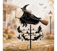 Aukojoy The Enchanted Witch Garden Wind Spinner, Metal Halloween Yard Art Outdoor Decor, Outdoor Garden Stake Decoration, Halloween Lawn Ornament, for Garden Patio Pathway Fall Decorations