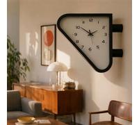 Aukojoy Vintage Industrial Wall Clock Clear Readings Triangle Shape Dual-Sided Hanging Clock Multi-Use for Outdoors Antique Living Room Office Hallway