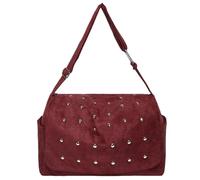 Aukojoy Women's Faux Suede Shoulder Bag Large Capacity Adjustable Strap Elegant Plain Design Ideal for Travel, Work, Shopping and Daily Life, red, 12.99x5.12x8.27Zoll