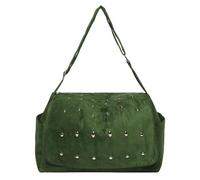 Aukojoy Women's Faux Suede Shoulder Bag Large Capacity Adjustable Strap Elegant Plain Design Ideal for Travel, Work, Shopping and Daily Life, Green, 12.99x5.12x8.27Zoll