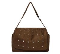Aukojoy Women's Faux Suede Shoulder Bag Large Capacity Adjustable Strap Elegant Plain Design Ideal for Travel, Work, Shopping and Daily Life, brown, 12.99x5.12x8.27Zoll