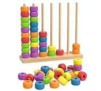 Aukojoy Wooden Color Matching Stacking Puzzle, Color Stack Challenge Game,Matching Ring Stack Puzzle Game,Cognitive Coordination Strategy Game Competitive Tabletop Brain Teaser