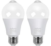 Aukora Motion Sensor Light Bulbs, 12W (100-Watt Equivalent) E26 Motion Activated Dusk to Dawn Security Bulb Outdoor/Indoor for Front Door Porch Garage Basement Hallway Closet(Cold White 2 Pack)