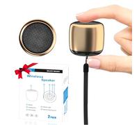 AUKSKY 2Pack Portable Mini Speaker, Bluetooth Tiny Speaker, Wireless Mini Speaker for Shower, Room, Bike, Rechargeable Battery, Built-in Microphone, Cute Mini Speaker with Strap to Carry, Gold
