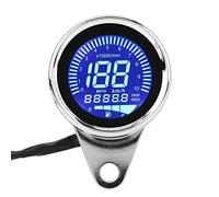 Aukson Speedometer Universal Motorcycle Digital LED LCD Tachometer Speed Gauge Retro Chrome for All Motorcycles with 12V Power Supply