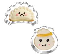 Auktosmn Dim Sum and Dumpling Cookie Cutter Set-2 Piece - 3.5"- Dishwasher Safe - Cute Stainless Steel Cookie Cutters for Baking
