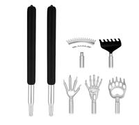 Auktransceler Telescopic Back Scratcher with 2 Extendable Handles + 5 Detachable Heads | Gift for Men Women for Christmas, Birthday, Father's Day | Portable Back Scraper, Massage and Itching