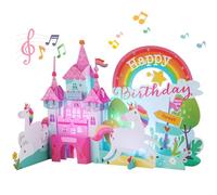 Aukuoy Unicorn Birthday Cards, Musical Birthday Cards of Colorful Unicorn with Cute Envelope, 3D Pop Up Birthday Card for Girls Kids Daughter Sister