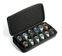 AUKURA 12 slots Watch Case, watch storage box, watch travel case, padded case for watch display and organization