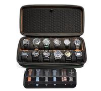 AUKURA 12 Slots Watch Travel case, Padded Watch Storage Box Organizer, with Inserts for Watch Strap and Accessories
