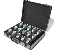 AUKURA 15-Slot Watch Organizer Case, Aluminum Storage Box, Padded Display & Travel Case