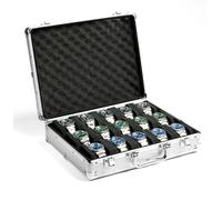Aukura - 15 Slots Watch Organizer Case, Silver Aluminum Hard Storage Case, Padded Travel Case for Watch Display and Organization