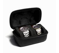 AUKURA 2 slot Hard Watch Travel Case, Watch Roll Case Storage and Organizer for Men and Women, with anti-move watch pillow (Black fabric 2 slot)
