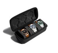 AUKURA 3 Slot Hard Watch Travel Case, Watch Roll Case Storage and Organizer for Men and Women, with anti-move watch pillow (Black fabric 3Slots)