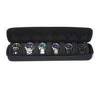 AUKURA 6 Watch Roll Travel Case, Hard Zipper Case Storage and Organizer for Men and Women, with anti-move watch pillow (Black 6 slots)