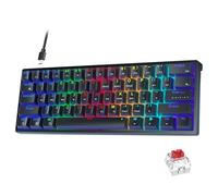 AULA 60 Percent Wired Mechanical Keyboard, Hot Swappable Compact RGB Gaming Keyboards with Red Switches-Black