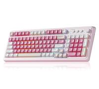 AULA 99 Key Keyboard, Wireless Gaming Keyboard Bluetooth Computer Keyboards Creamy Cute with Number Pad RGB Backlit Tri-Mode BT/2.4GHz/USB-C - Pink
