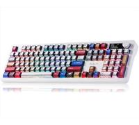 AULA F106 PRO Mechanical Keyboard,Full Size Gaming Keyboard with Hot Swappable Knob & Screen,Tri-Mode RGB Backlit with 8000mAh for PC/Laptop/Windows - Blaze Switch,Comic Mix