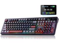 AULA F106 PRO Wireless Mechanical Keyboard, 104 Keys Gaming Keyboard with Knob & Screen, Tri-Mode RGB Hot Swappable Creamy Sounding Computer Keyboards for PC/Laptop/Windows - Black Red