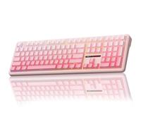 AULA F108 Mechanical Keyboard Wireless-Silent Switch,2.4GHz/BT5.0/USB-C 100% Full Size Gaming Keyboards,Gasket Structure,Side Engraved,RGB,Hot Swappable,Software,Creamy Pink Keyboard