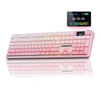 AULA F108 Pro Wireless Gaming Keyboard,Full Size Mechanical Keyboards with Display&Knob,2.4G/BT5.0/USB-C,Five Layers Filling,8000mAh,RGB,Creamy Sound,Hot Swappable Custom Keyboard (Pink)