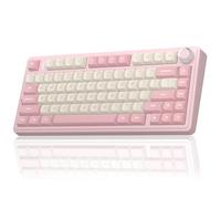 AULA F75 75% Wireless Mechanical Keyboard,2.4Ghz/Type-C/BT5.0 Gaming Keyboards,Advanced Structure,RGB Backlight,Creamy Sound,Hot Swappable Custom Keyboard for PC/Mac (Pink White)