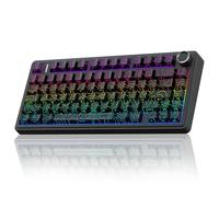 AULA F75 Pro Wireless Mechanical Keyboard with Knob,75% Hot Swappable Custom Gaming Keyboards,RGB Backlit,Pre-lubed Switches,Side Printed PBT Keycaps Creamy Sounding Computer Keyboard, Line Black