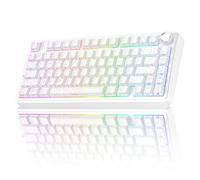 AULA F75 Pro Wireless Mechanical Keyboard with Knob,75% Hot Swappable Custom Gaming Keyboards,RGB Backlit,Pre-lubed Switches,Side Printed PBT Keycaps Creamy Sounding Computer Keyboard, Line White