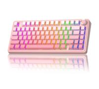 AULA F75 Silent Mechanical Gaming Keyboard,2.4G/USB-C/BT5.0,Gasket Structure,Translucent Keycaps,Side Engraved,RGB Backlight,Hot Swappable Custom Keyboard for PC/Mac (Pink)