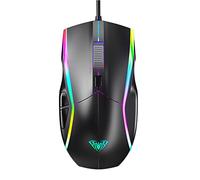 Aula F830 Lightweight RGB Gaming Mouse with Crawler Wheel, 6 Levels DPI Adjustable up to 6400 DPI, 7 Backlight Modes, USB Wired Computer Mice for Windows PC Laptop Mac Gamers - Black